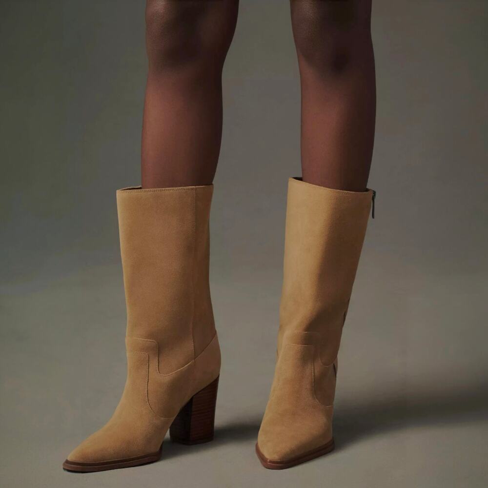 Franco Sarto Jaxon Suede Pointed Toe Heeled Boot Size 10 NEW